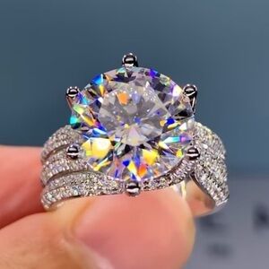 Private Label Silver Halo Engagement Ring with White Topaz 3 CTs